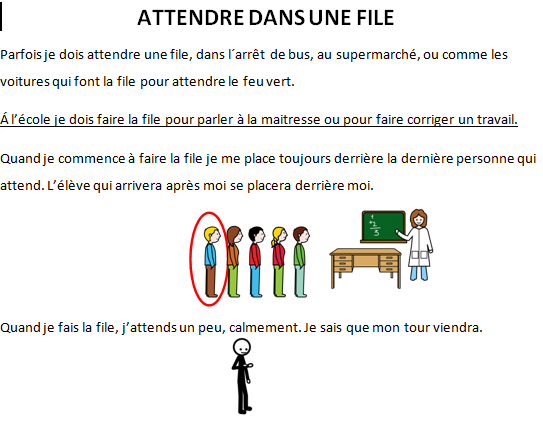 Scénario social: ATTENDRE DANS UNE FILE